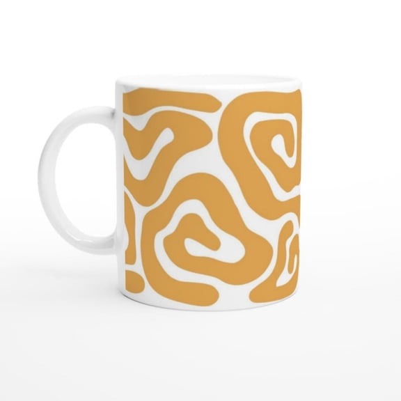 -MAG Abstract Terracota Mug oz Ceramic Coffee Cup Modern Wavine Art Minimalist Aesthetic Gift.
