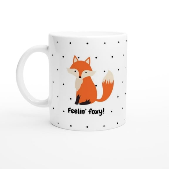 -MAG Feelin Foxy! Cute Fox Coffee Mug Cute Animals Series oz Ceramic Mug White Ceramic Coffee Cup.