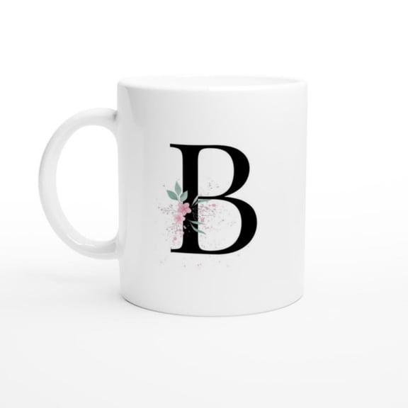 -MAG Floral Letter B Coffee Mug oz Eleganeramic Mug Monogram Coffee Mug Modern and Minimal Design.