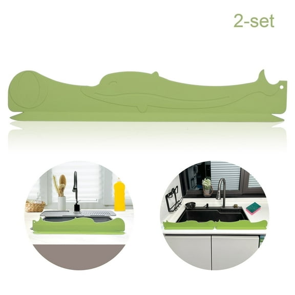 Silicone Kitchen Sink Water Splash Guard Protector for Single or Double Standard Sink 17.25 inch Long 2 inch Wide 3 inch High-Pale Green