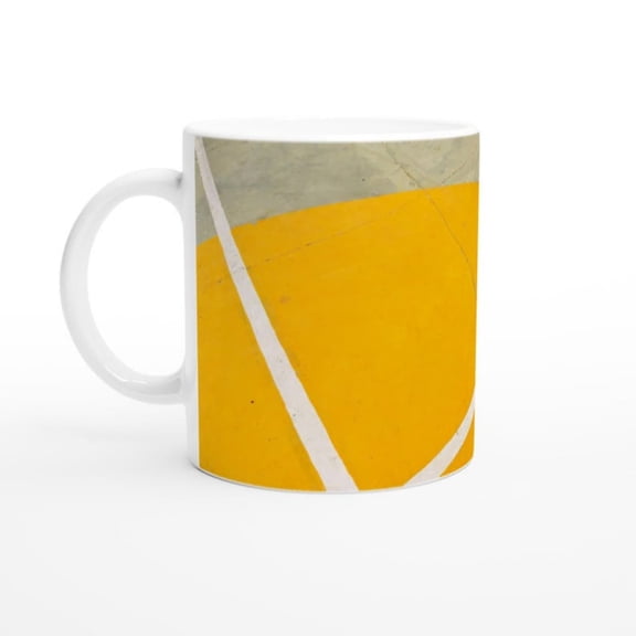 -MAG Yellow Abstract Art Mug Yellow & White Geometric oz Ceramic Coffee Cup Modern and Minimaliffee Mug.