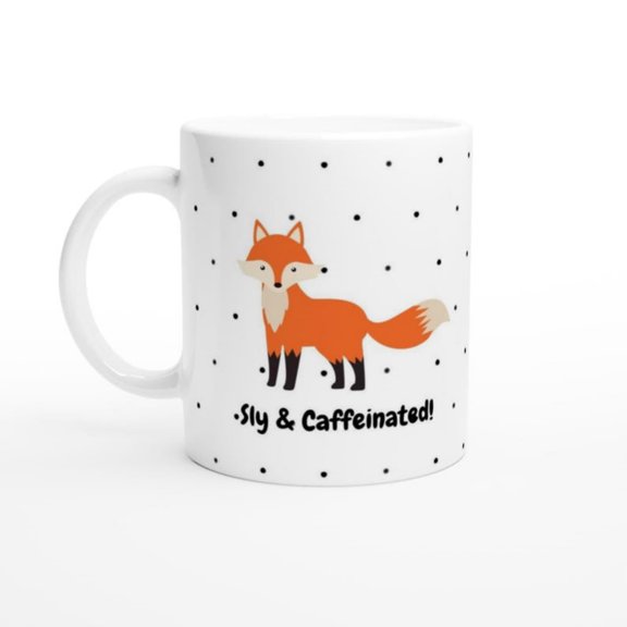 -MAG y & ffeinated Cute Fox Coffee Mug Cute Animals Series oz Ceramic Mug White Ceramic Coffee Cup.