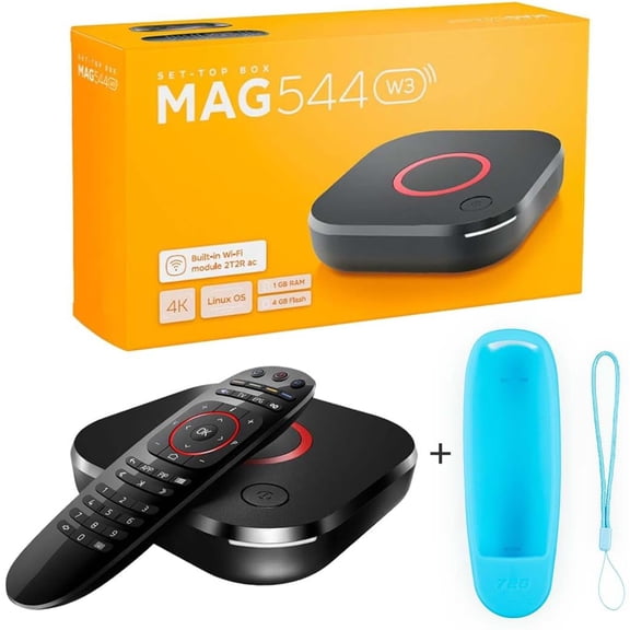 MAG544W3 Linux TV Set-Top Box 4K HDR Streaming Media Player, 4K and HEVC Support,Dolby Digital Plus, Built-in Wi-Fi 5G, 1GB DDR4 RAM, 4GB Flash Memory Bonus Silicone Case