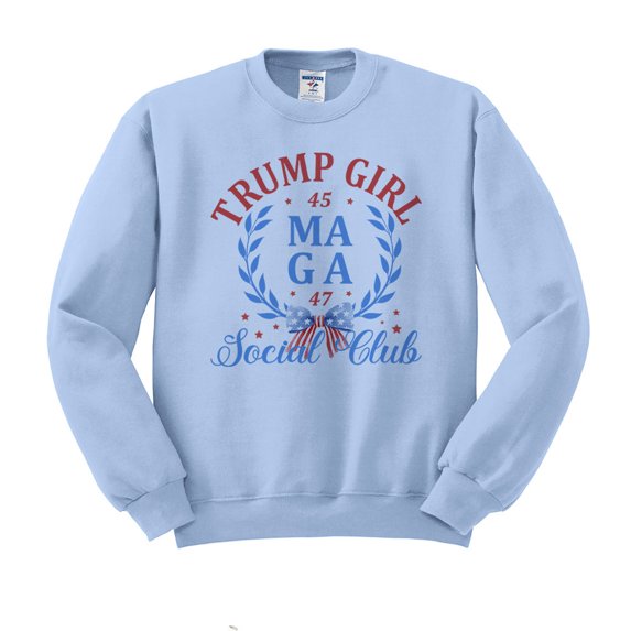 MAGA Social Club Sweatshirt Unisex Large Light Blue