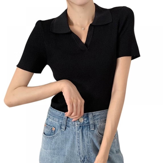MAGAZINE 4 Colors Solid V Neck T-Shirt Korean Style Fashion Casual Summer