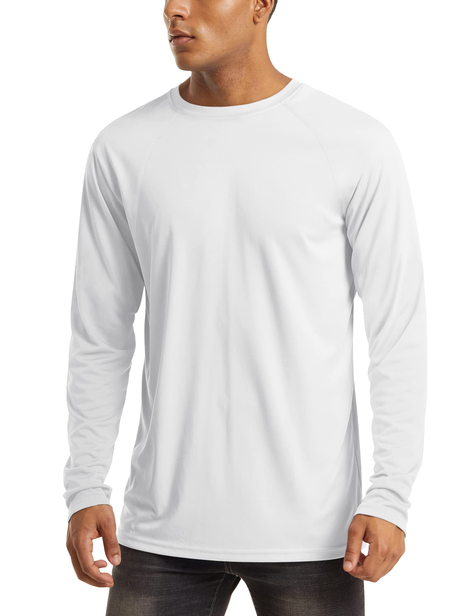 MAGCOMSEN UV Shirts for Men Quick Dry Shirts UPF 50 Long Sleeve Men  Athletic T-Shirt UV Protection Shirts for Men Guard Shirt for Men White