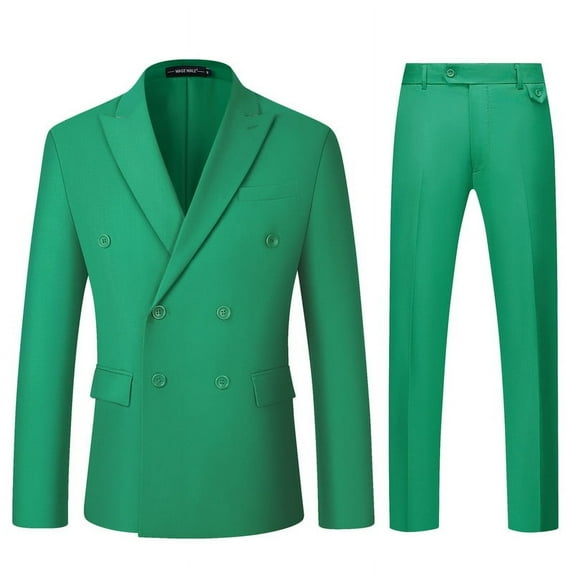 MAGE MALE Men's 2 Piece Suit Elegant Solid Double Breasted Slim Fit Tuxedo Suit with Blazer and Pants