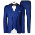 thumbnail image 1 of MAGE MALE Men's 3 Pieces Suit Elegant Solid One Button Slim Fit Single Breasted Party Blazer Vest Pants Set, 1 of 6