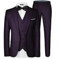 thumbnail image 1 of MAGE MALE Men's 3 Pieces Suit Elegant Solid One Button Slim Fit Single Breasted Party Blazer Vest Pants Set, 1 of 6