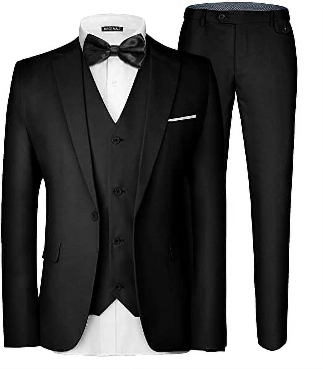 MAGE MALE Men's 3 Pieces Suit Elegant Solid One Button Slim Fit Single ...