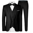 thumbnail image 1 of MAGE MALE Men's 3 Pieces Suit Elegant Solid One Button Slim Fit Single Breasted Party Blazer Vest Pants Set, 1 of 6