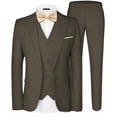 thumbnail image 1 of MAGE MALE Men's 3 Pieces Suit Elegant Solid One Button Slim Fit Single Breasted Party Blazer Vest Pants Set, 1 of 5