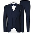 thumbnail image 1 of MAGE MALE Men's 3 Pieces Suit Elegant Solid One Button Slim Fit Single Breasted Party Blazer Vest Pants Set, 1 of 6