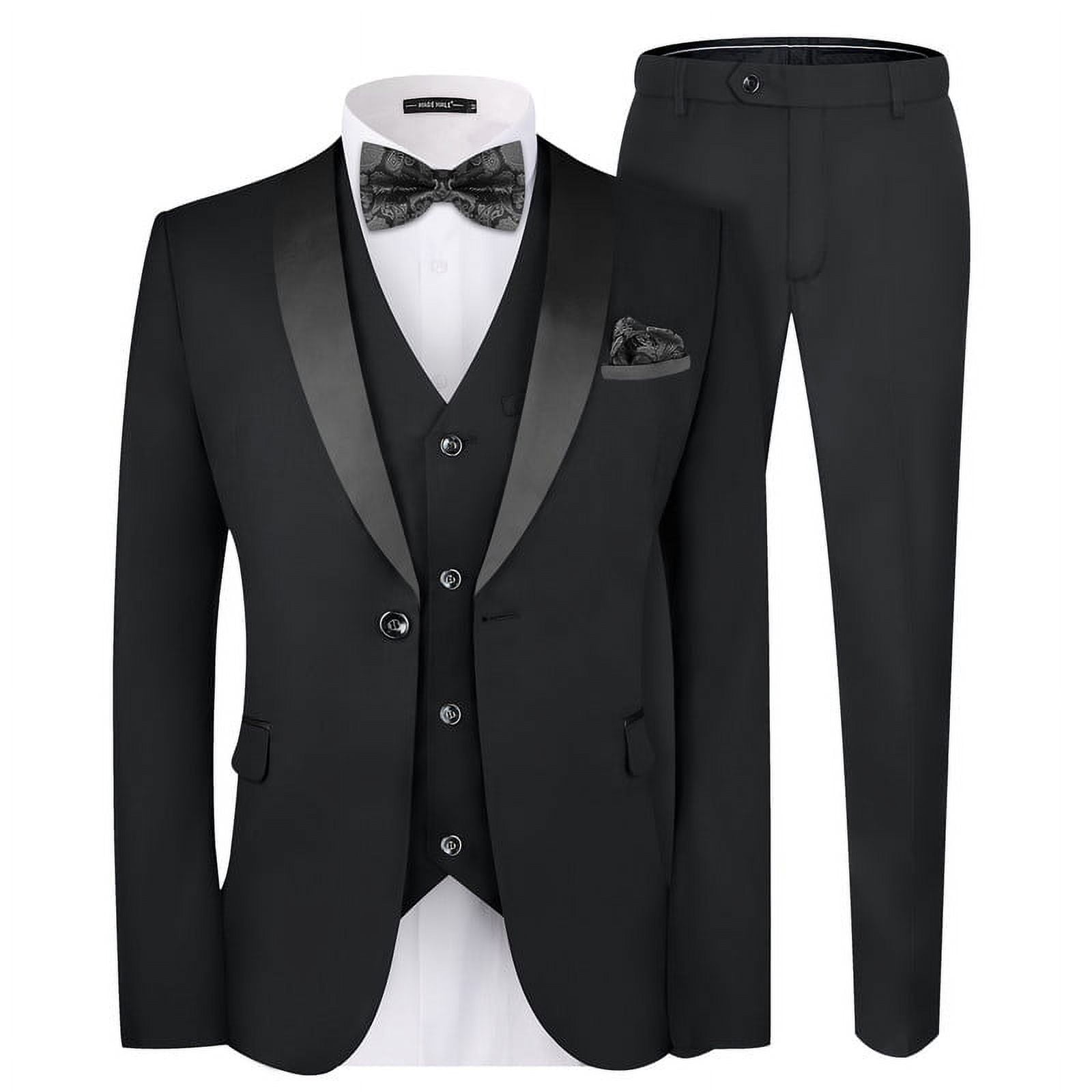 Solid Color Suit Buttoned Jacket, Vest And Pants Set