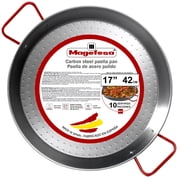 MAGEFESA 17-inch Carbon Steel Paella Pan, 42 cm, Serves 10   Oven-Safe, Lightweight, with Dimpled Surface, Ideal for Outdoor Cooking