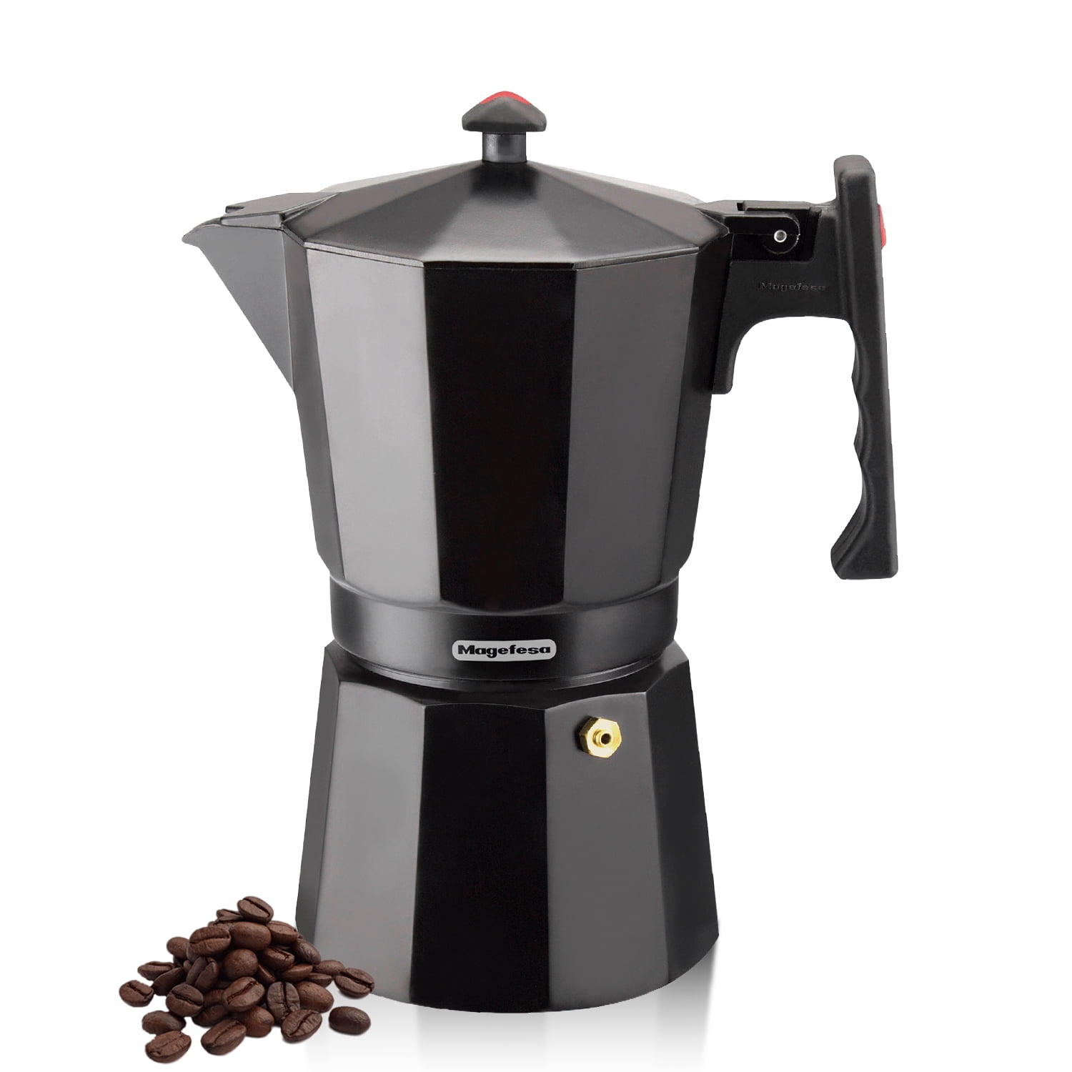 Magefesa Colombia Noir Stovetop Espresso Maker, 12-Cup Moka Pot, Extra-Thick Aluminum, Heat-Resistant Handle, Greca Coffee Maker