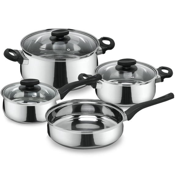 MAGEFESA Deliss 7-Piece Stainless Steel Cookware Set – Includes 2 Stockpots, Saucepan, and Deep Sauté Pan – Induction-Compatible, Dishwasher-Safe