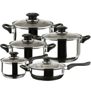 MAGEFESA Family 10-Piece Stainless Steel Cookware Set Durable, Dishwasher-Safe, with Soft-Touch Handles for Comfort & Style