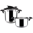 thumbnail image 1 of MAGEFESA Nova 4.2 & 6.3 Qt Stainless Steel Stovetop Pressure Cooker Set, 1 of 9