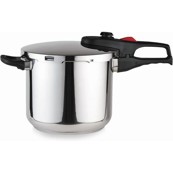 MAGEFESA Practika Plus 6.3-Quart Pressure Cooker – 18/10 Stainless Steel, Induction Compatible, 5-Layer Heat Diffuser Bottom, 5 Safety Systems, Even Heat Distribution