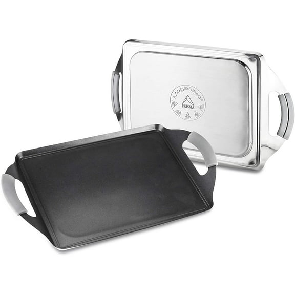 Magefesa Prisma Stainless Steel Non-Stick Griddle Pan, 10.6" x 8.3", Induction Compatible, Dishwasher Safe