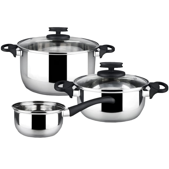 MAGEFESA Style 5-Piece Stainless Steel Cookware Set: Includes Stockpot, Dutch Oven, and Saucepan, Induction-Compatible, Dishwasher Safe, Easy to Clean