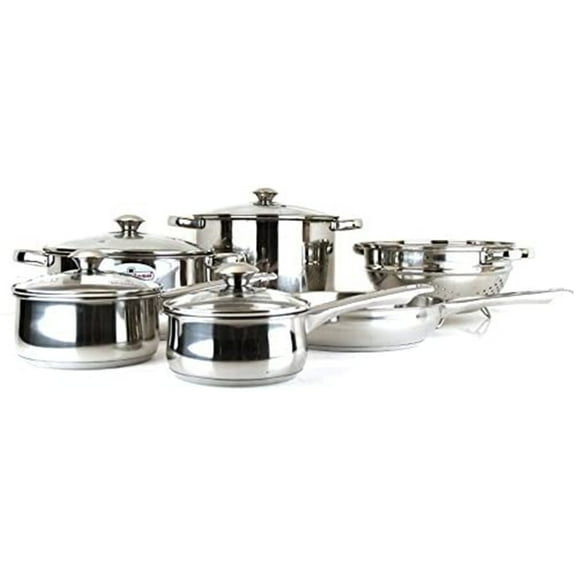 MAGEFESA Vesta 10-Piece Stainless Steel Cookware Set, Durable & Dishwasher Safe with Soft-Touch Metal Handles