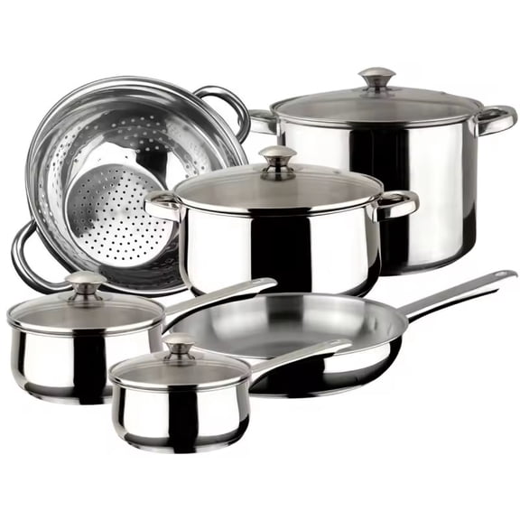 Magefesa Vesta 10 Piece Non-Stick Stainless Steel Cookware Set, Polished