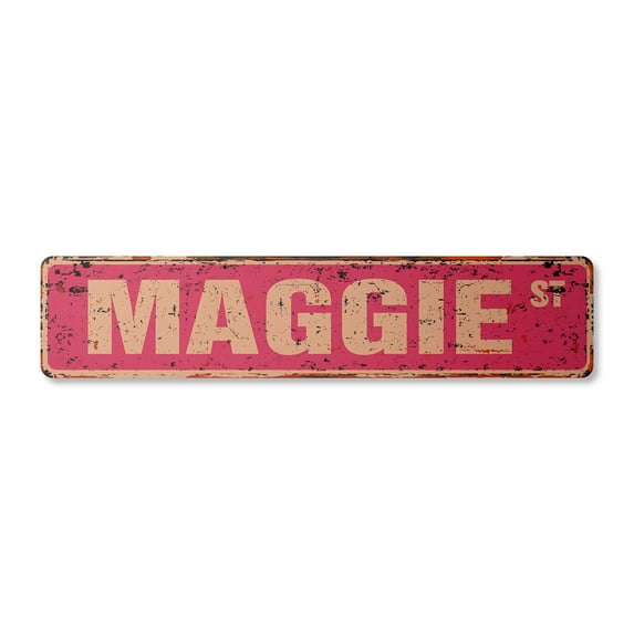 MAGGIE Vintage Plastic Street Sign Childrens Name Room Sign | Indoor/Outdoor | 36" Wide