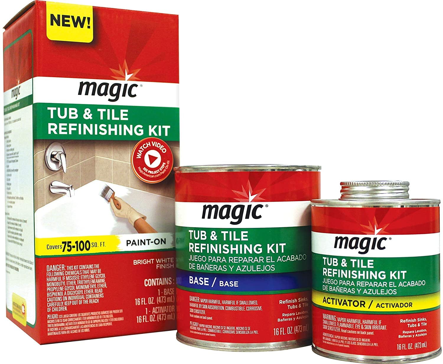 MAGIC 3124 Tub and Tile Refinishing Kit Bright White Paint On