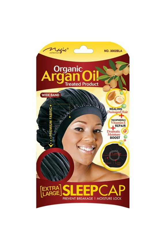 - Argan Oil Infused Extra Large Sleep Cap BLACK