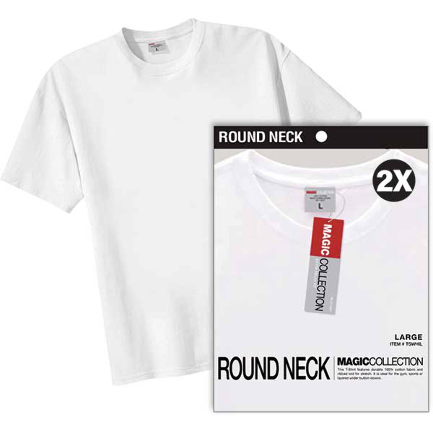MAGIC COLLECTION - Smooth Cotton Round Neck T-Shirt WHITE