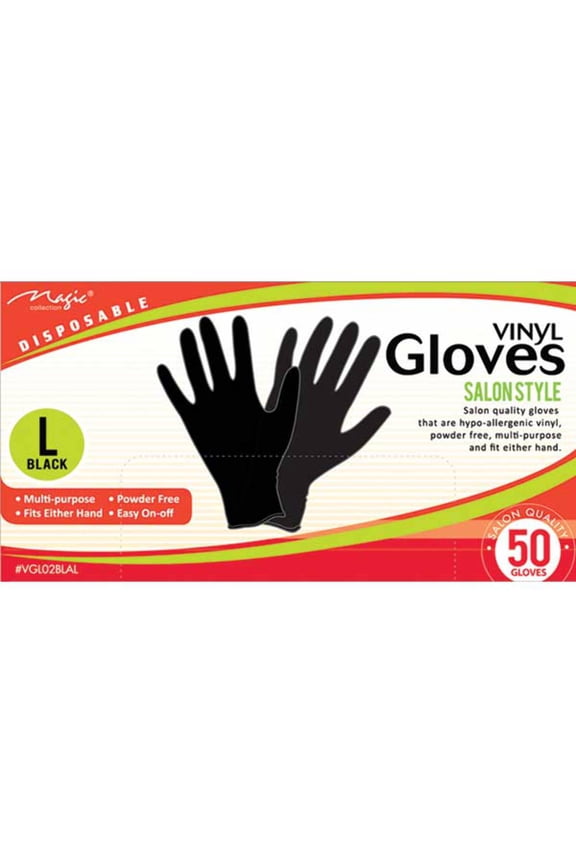 MAGIC COLLECTION - Vinyl Gloves Black 50PCs LARGE
