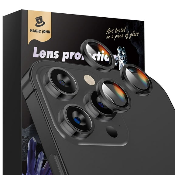 MAGIC JOHN 2 Pack Camera Lens Protector for iPhone 16 Pro Max iPhone16 Pro 9H Aerospace Tempered Glass Anti-Scratch Durable Case Friendly