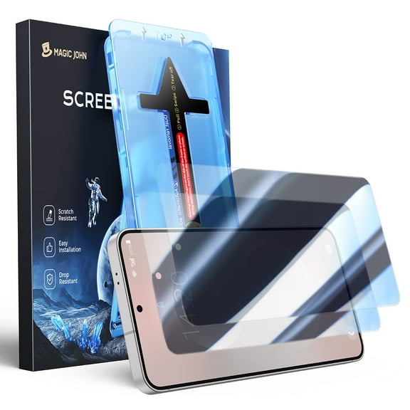 MAGIC JOHN 2 Pack Privacy Screen Protector for Samsung Galaxy S26 Corning Tempered Glass Private Screen Saver Ease of Installation