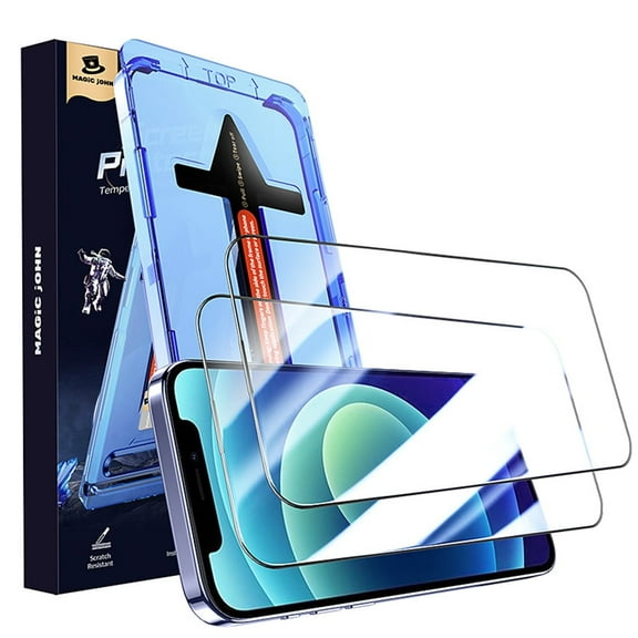 MAGIC JOHN 2 Pack Screen Protector for iPhone 12/12 Pro Tempered Corning Glass HD Clear Screen Saver Easy Installation