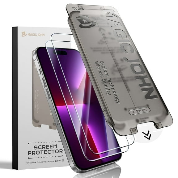 MAGIC JOHN 2 Pack Screen Protector for iPhone 13 Pro Max/iPhone 14 Plus Tempered Glass HD Clear Screen Saver Shockproof Ease of Installation