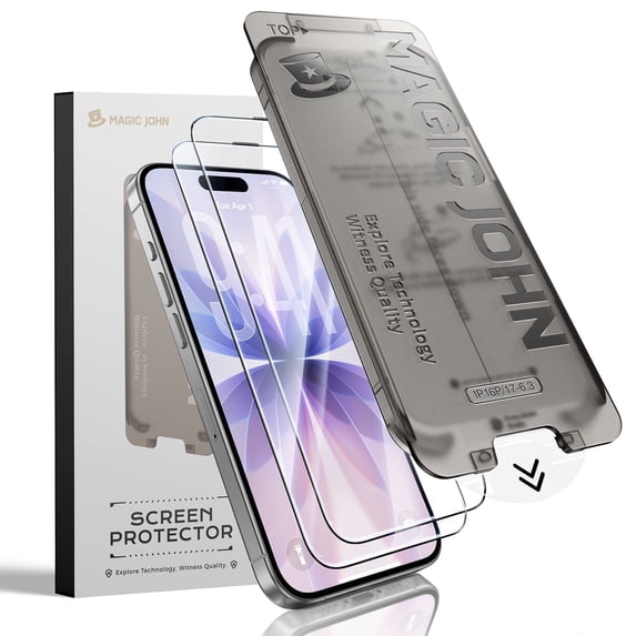 MAGIC JOHN 2 Pack Screen Protector for iPhone 17 Tempered Glass HD Clear Screen Saver Shockproof Ease of Installation