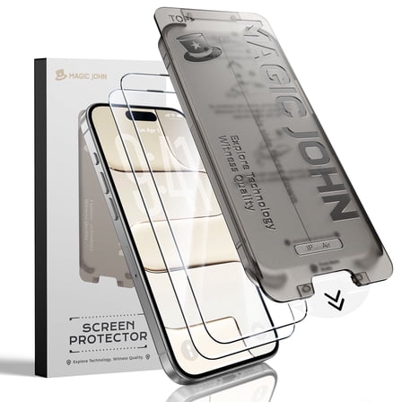 MAGIC JOHN 2 Pack Screen Protector for iPhone 17 Air Tempered Glass HD Clear Screen Saver Shockproof Ease of Installation