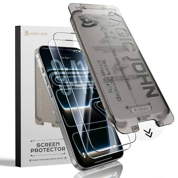 MAGIC JOHN 2 Pack Screen Protector for iPhone 17 Pro Tempered Glass HD Clear Screen Saver Shockproof Ease of Installation