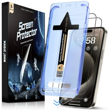 MAGIC JOHN 2 Pack Screen Protector for iPhone 15 Pro Max 6.7 inch Tempered Corning Glass Anti-Scratch Easy Installation