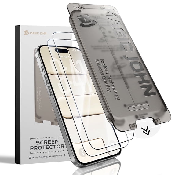 MAGIC JOHN 2 Pack Screen Protector for iPhone 17 Air Tempered Glass HD Clear Screen Saver Shockproof Ease of Installation