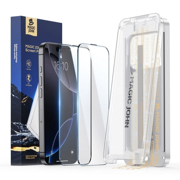 MAGIC JOHN 3rd GEN Screen Protector for iPhone 16 Pro Corning Tempered Glass Easy to Use [2 Pack]