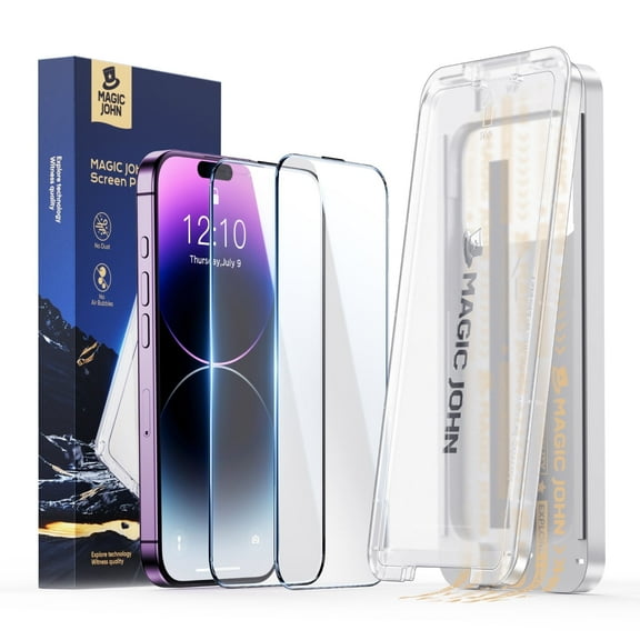 MAGIC JOHN 3rd GEN Screen Protector for iPhone 14 Pro Max Corning Tempered Glass Easy to Use [2 Pack]