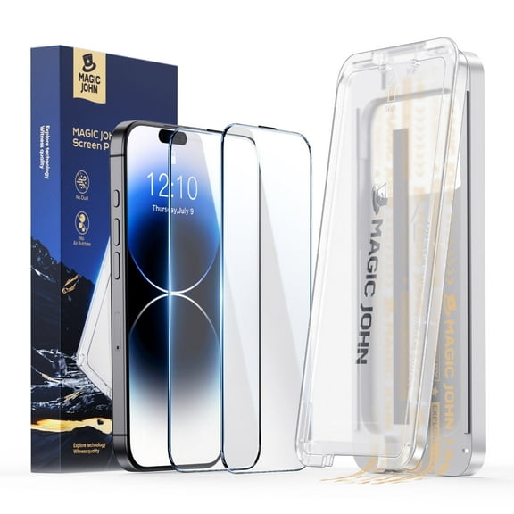 MAGIC JOHN 3rd GEN Screen Protector for iPhone 14 Pro Corning Tempered Glass Easy to Use [2 Pack]