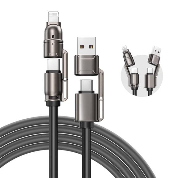 MAGIC JOHN 4-in-1 Charging Cable USB Type C 65W Fast Charger Cables Compatible for iPhone 17 16 15 13 14 Samsung Galaxy