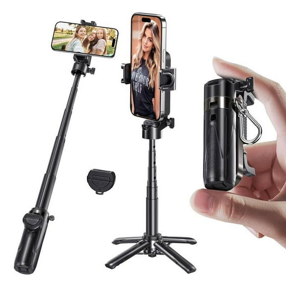 MAGIC JOHN 4-in-1 Magnetic Selfie Stick | 360° Rotation & Wireless Bluetooth Control | Compact Design with Magnetic Phone Holder | For Selfies/Video Recording/Vlogging | Universal Phone Compatibility