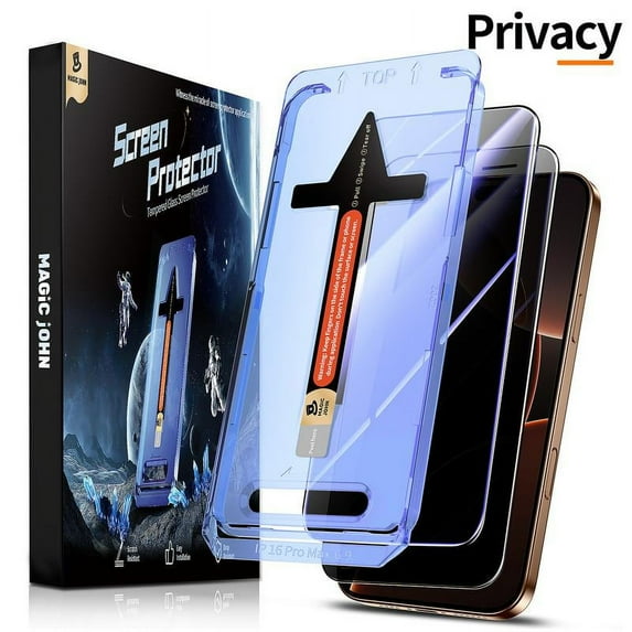 MAGIC JOHN Screen Protector 2 Pack for iPhone, Samsung, and Google–Clear & Privacy Protection, Fingerprint Resistant, Dust-Free, Bubble-Free