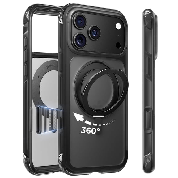 MAGIC JOHN for iPhone 18 /17 Pro Max Phone Case, Airbag Shockproof Mil-Grade Drop Proof, 18N Magnetic, 360° Rotatable Kickstand