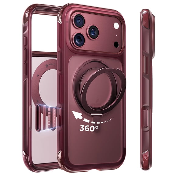 MAGIC JOHN for iPhone 18 /17 Pro Max Phone Case, Airbag Shockproof Mil-Grade Drop Proof, 18N Magnetic, 360° Rotatable Kickstand